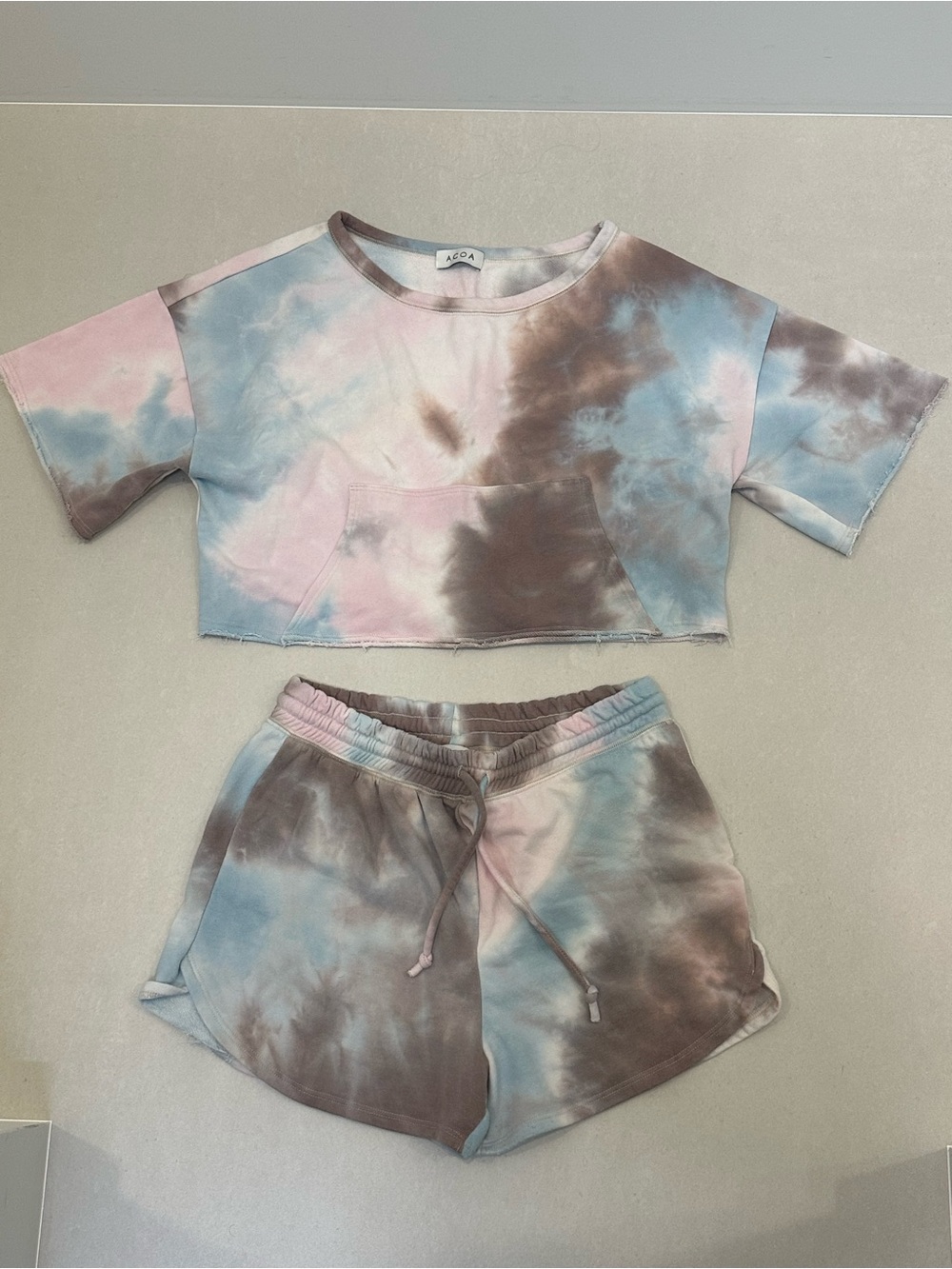 Tie-Dye Athletic Shorts in Pink, Blue & Brown